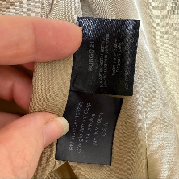 Giorgio Armani Borgo 21 Linen Blend Sport Coat Blazer in Tan Size 52R - Picture 5 of 9